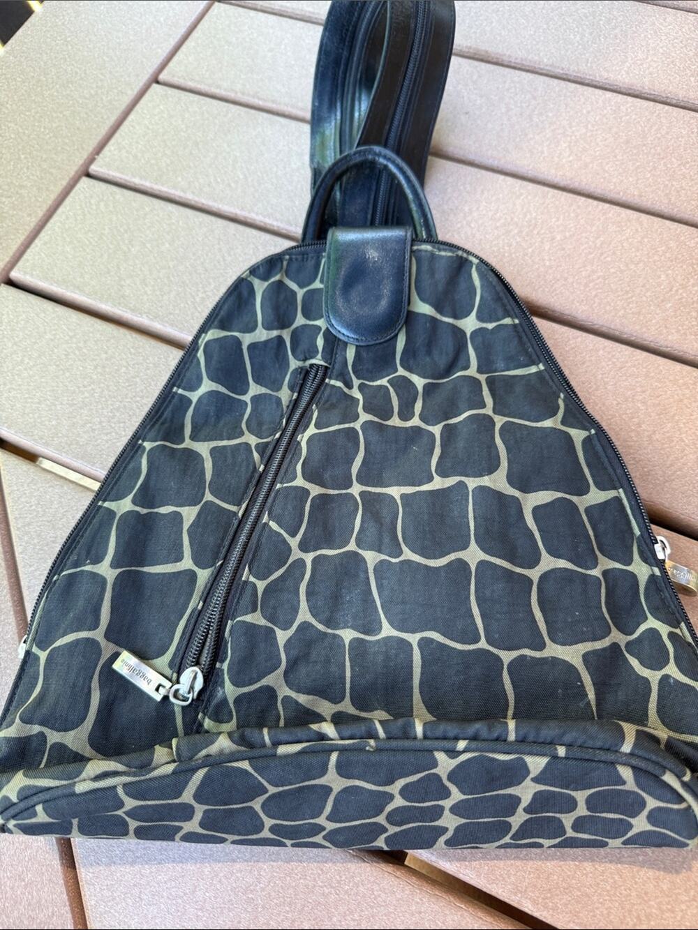 Baggallini Nylon Convertible Giraffe Print Sling Backpack